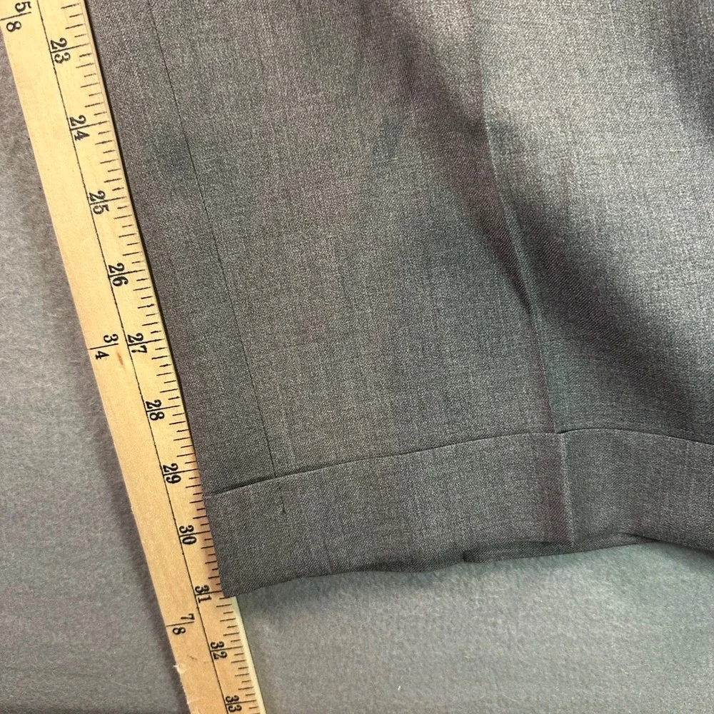 Tom James Royal Classic Grey Wool Pleated Cuffed Dress Pants Mens 34x31